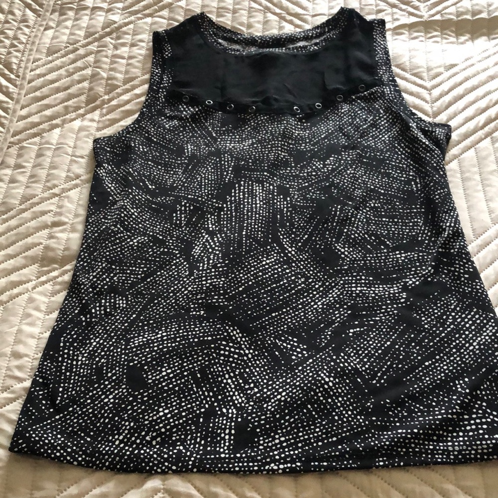 Worthington Black and White Mesh Panel Tank Top
